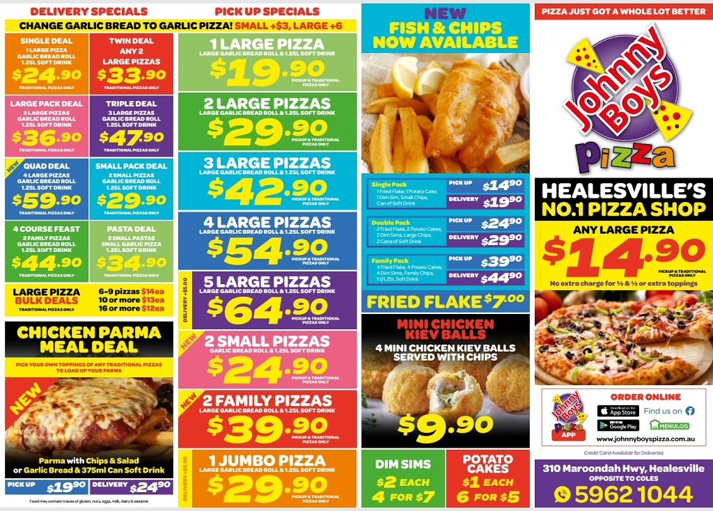 Johnny Boys Pizza Healesville | 310 Maroondah Hwy, Healesville VIC 3777, Australia | Phone: (03) 5962 1044