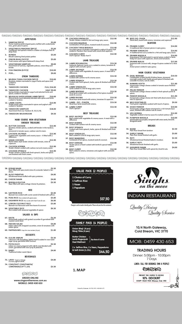 Singhs on the way | restaurant | 10/4 North Gateway, Coldstream VIC 3770, Australia | 0397391514 OR +61 3 9739 1514