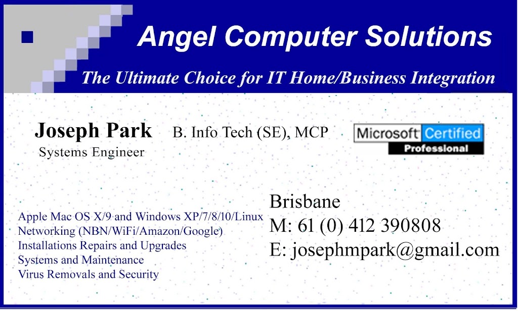 Angel Computer Solutions |  | 1 The Avenue, Sunnybank Hills QLD 4109, Australia | 0412390808 OR +61 412 390 808