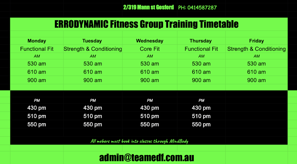 ERRODYNAMIC Fitness | gym | U 2/319 Mann St, Gosford NSW 2250, Australia | 0414587287 OR +61 414 587 287
