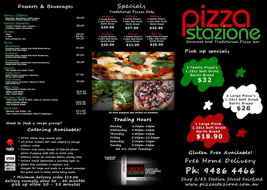 Pizza Stazione | meal delivery | 2/83 Station St, Fairfield VIC 3078, Australia | 0394864466 OR +61 3 9486 4466