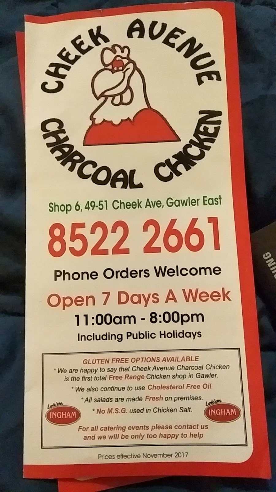 Cheek Ave Charcoal Chicken & Takeaway | restaurant | 49/51 Cheek Ave, Gawler East SA 5118, Australia | 0885222661 OR +61 8 8522 2661