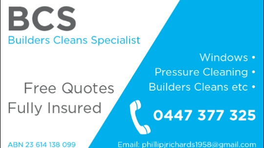 BCS Builders cleans specialist | 5 Joyce St, Branxholm TAS 7261, Australia | Phone: 0408 074 400