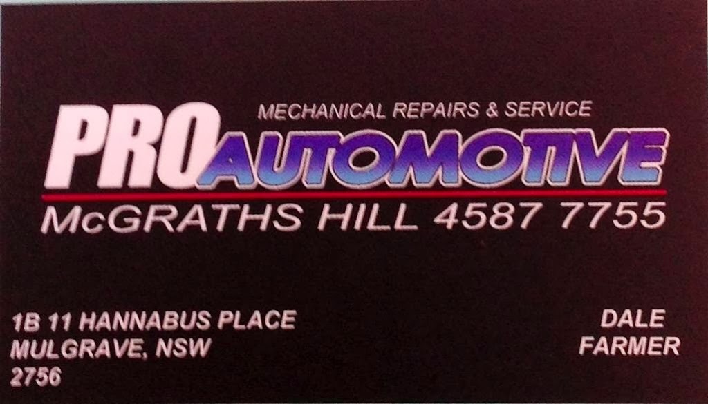 Pro Automotive | car repair | 1b/11 Hannabus Pl, Mcgraths Hill NSW 2756, Australia | 0245877755 OR +61 2 4587 7755