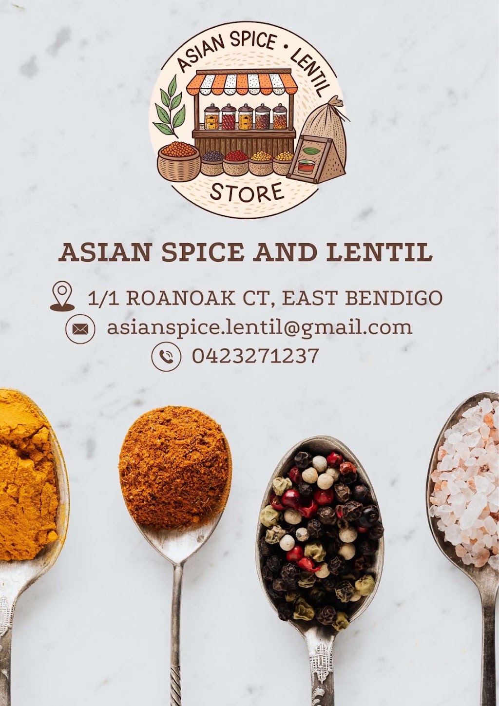 Asian Spice & Lentil store | 1 Roanoak Ct, East Bendigo VIC 3550, Australia | Phone: 0423 271 237