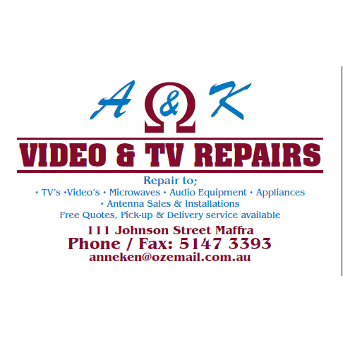 A&K Video & TV Repairs | home goods store | 111 Johnson St, Maffra VIC 3860, Australia | 0351473393 OR +61 3 5147 3393