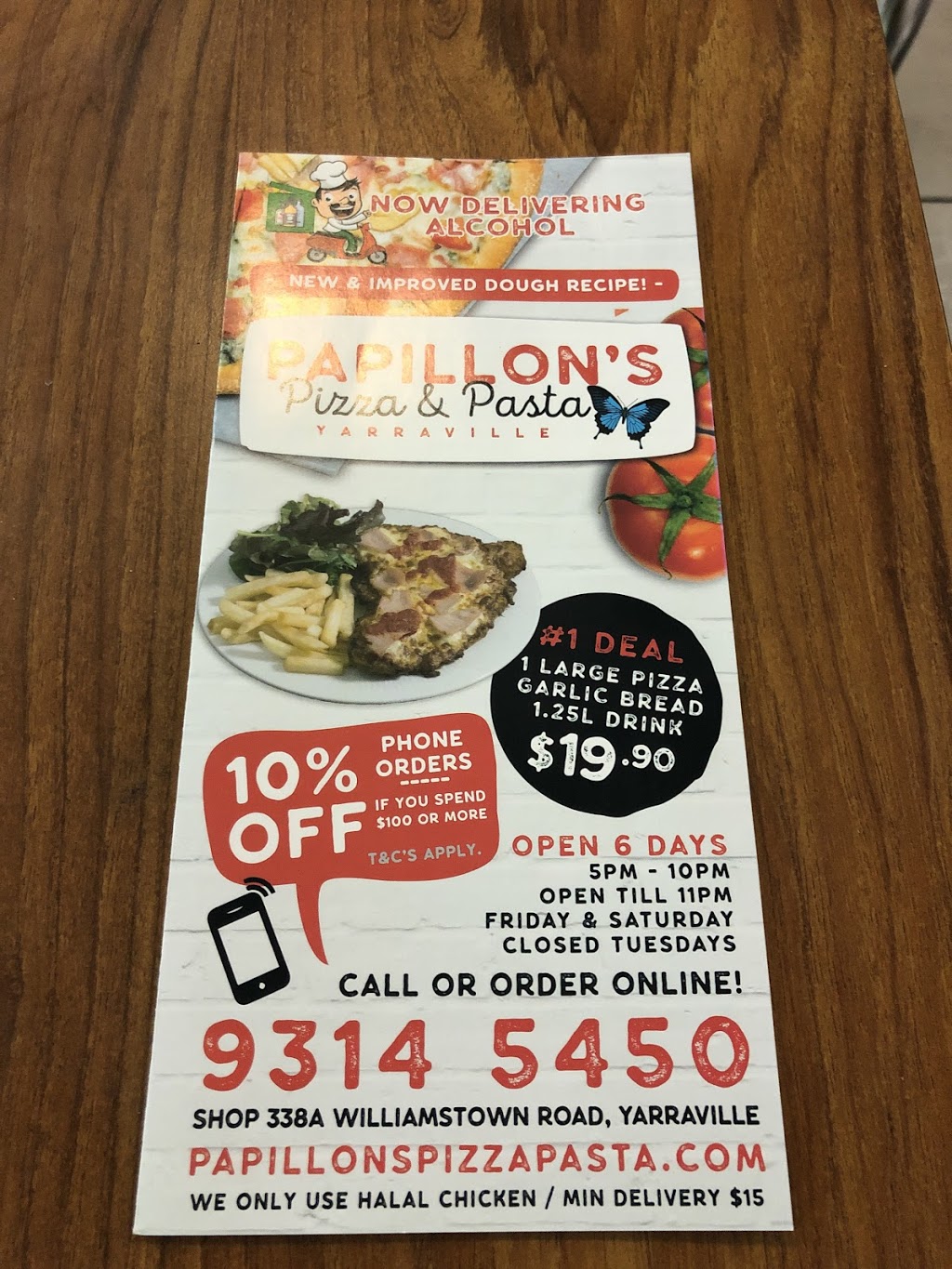 Papillons Pizza & Pasta | meal delivery | 338A Williamstown Rd, Yarraville VIC 3013, Australia | 0393145450 OR +61 3 9314 5450