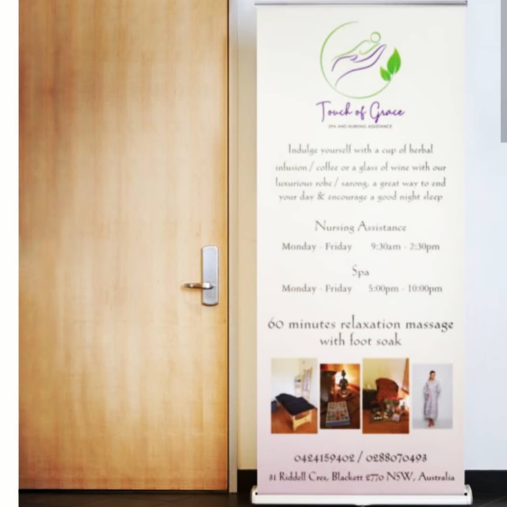 Touch of Grace - Spa & Nursing Assistance | spa | 31 Riddell Cres, Blackett NSW 2770, Australia | 0288070493 OR +61 2 8807 0493