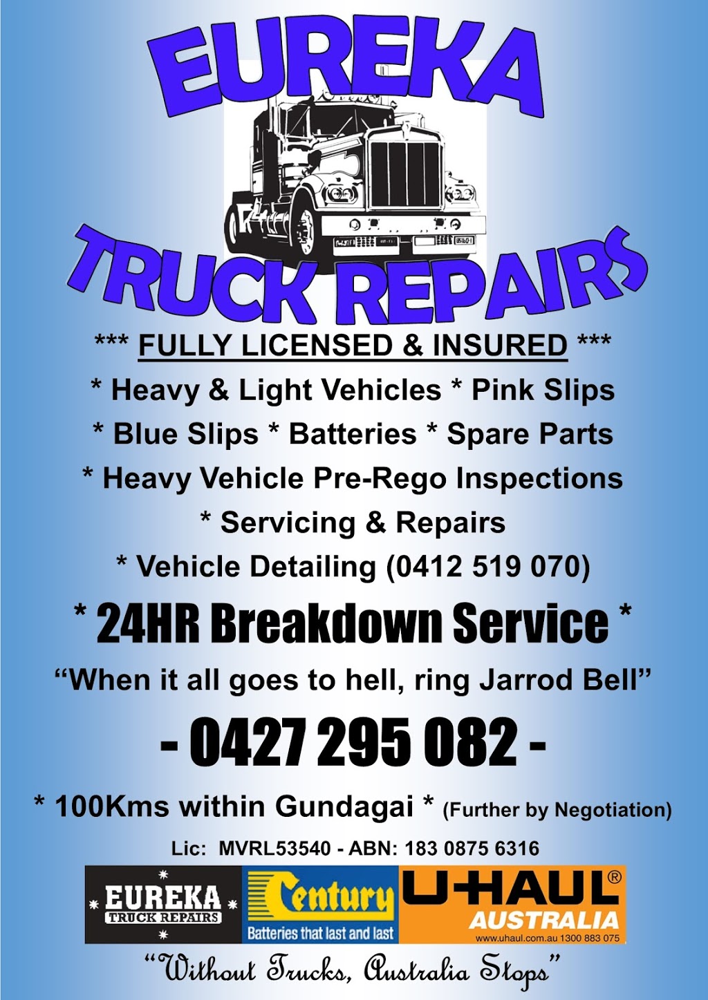 Eureka Truck Repairs | car repair | 274 Sheridan St, Gundagai NSW 2722, Australia | 0427295082 OR +61 427 295 082