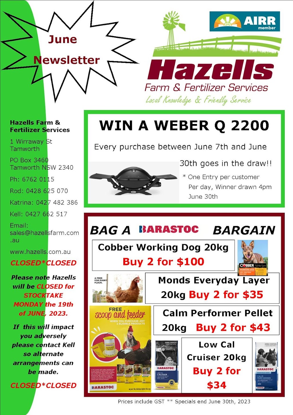 Hazells Farm & Fertilizer Services | point of interest | 1 Wirraway St, Taminda NSW 2340, Australia | 0267620115 OR +61 2 6762 0115