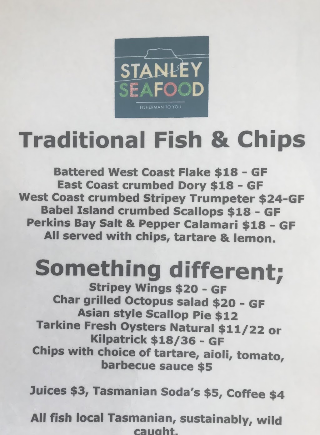 Stanley Seafood | store | 23 Church St, Stanley TAS 7331, Australia | 0419271136 OR +61 419 271 136