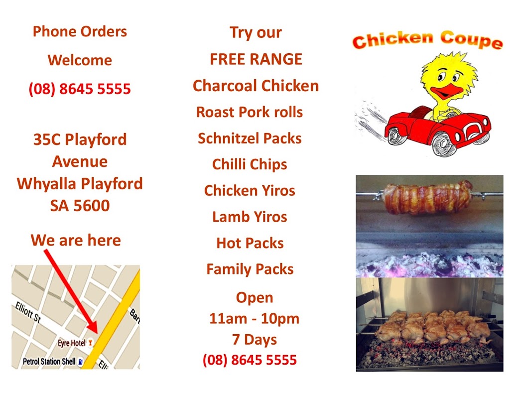 Chicken Coupe Whyalla | 35C Playford Ave, Whyalla Playford SA 5600, Australia | Phone: (08) 8645 5555