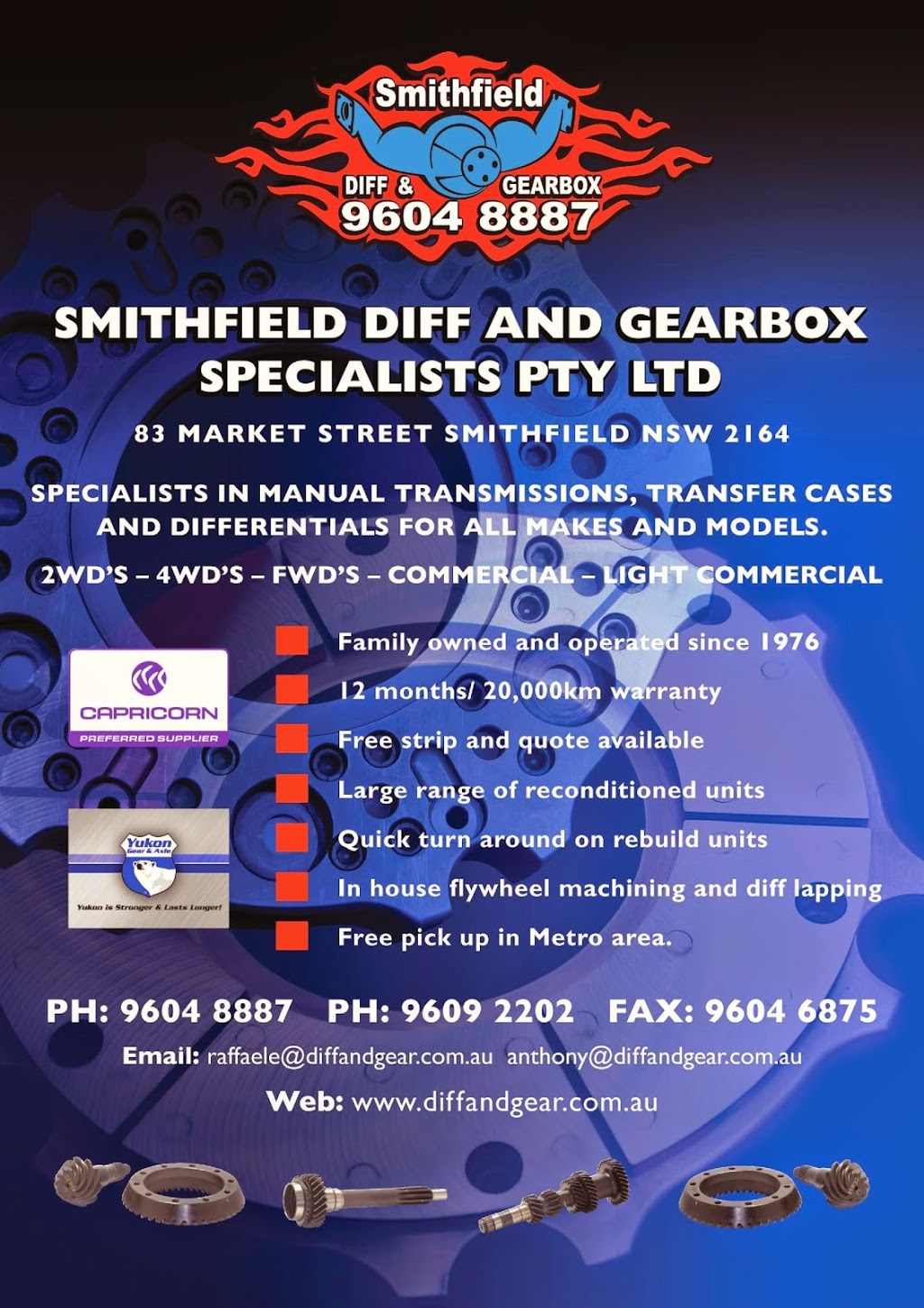 Smithfield Diff & Gearbox Specialists PTY LTD | car repair | 83 Market St, Smithfield NSW 2164, Australia | 0296048887 OR +61 2 9604 8887