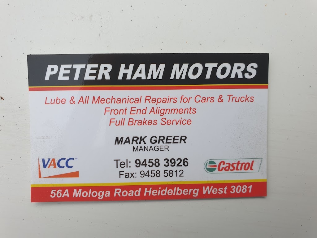 Peter Ham Motors | car repair | 56A Mologa Rd, Heidelberg West VIC 3081, Australia | 0394583926 OR +61 3 9458 3926