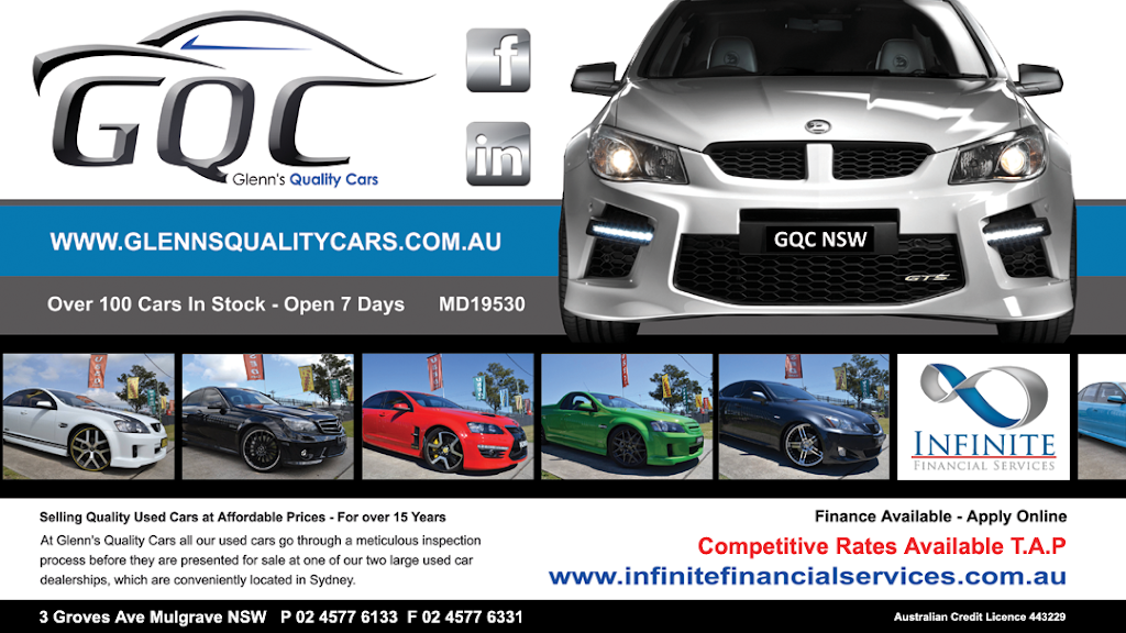 Glenns Quality Cars | car dealer | 3 Groves Ave, Mulgrave NSW 2756, Australia | 0245776133 OR +61 2 4577 6133