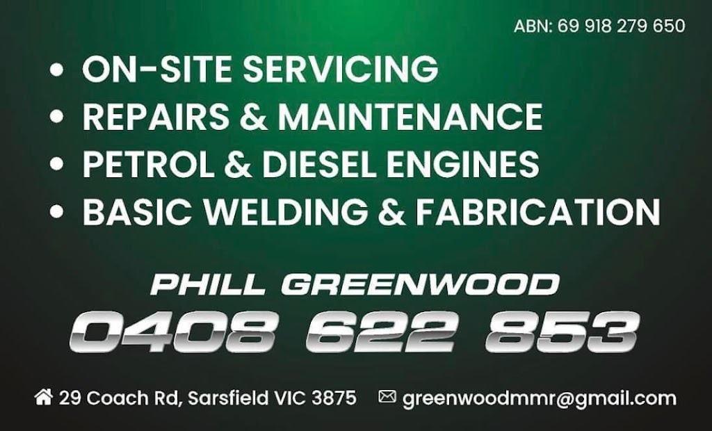 Greenwood Mobile Mechanical Repairs | Coach Rd, Sarsfield VIC 3875, Australia | Phone: 0408 622 853