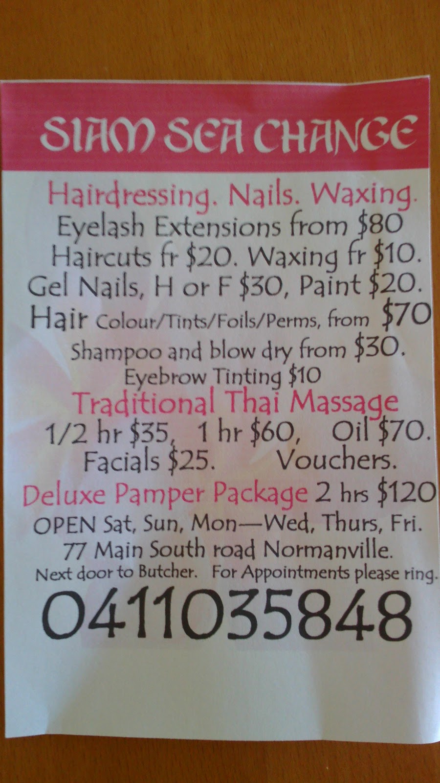 Siam Sea Change | hair care | 77 Main S Rd, Normanville SA 5204, Australia | 0411035848 OR +61 411 035 848