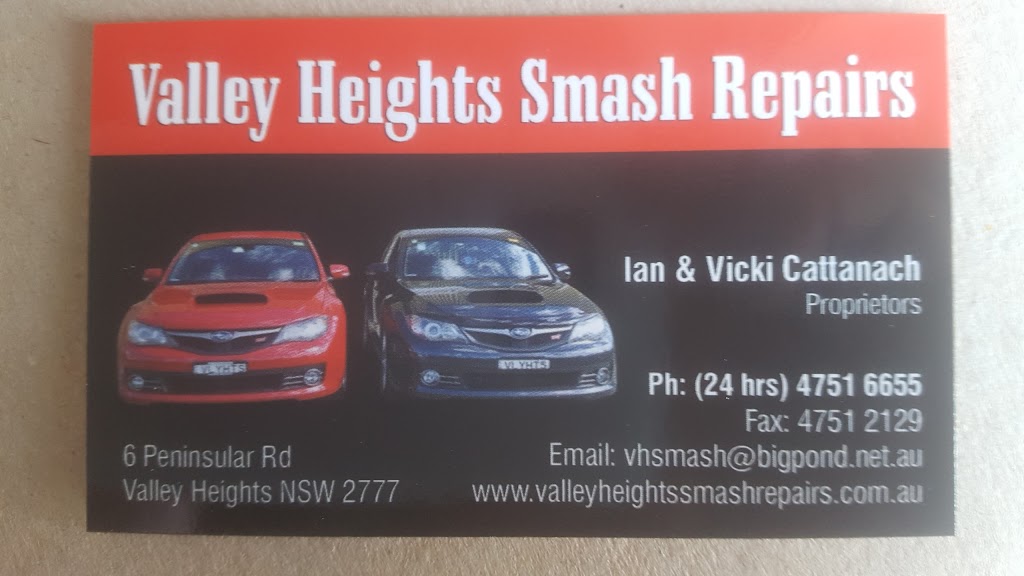 Valley Heights Smash Repairs | car repair | 6 Peninsula Rd, Valley Heights NSW 2777, Australia | 0247516655 OR +61 2 4751 6655