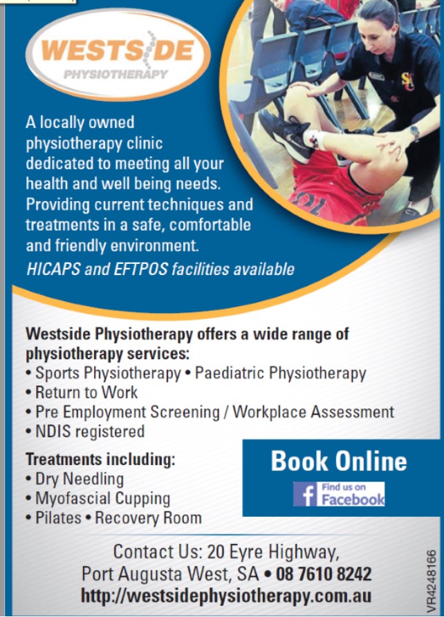 Westside Physiotherapy | physiotherapist | 20 Eyre Hwy, Port Augusta West SA 5700, Australia | 0876108242 OR +61 8 7610 8242