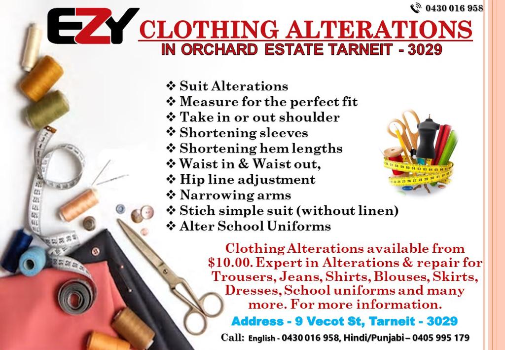 Ezy Clothing Alterations | 9 Vecot St, Tarneit VIC 3029, Australia | Phone: 0478 621 828