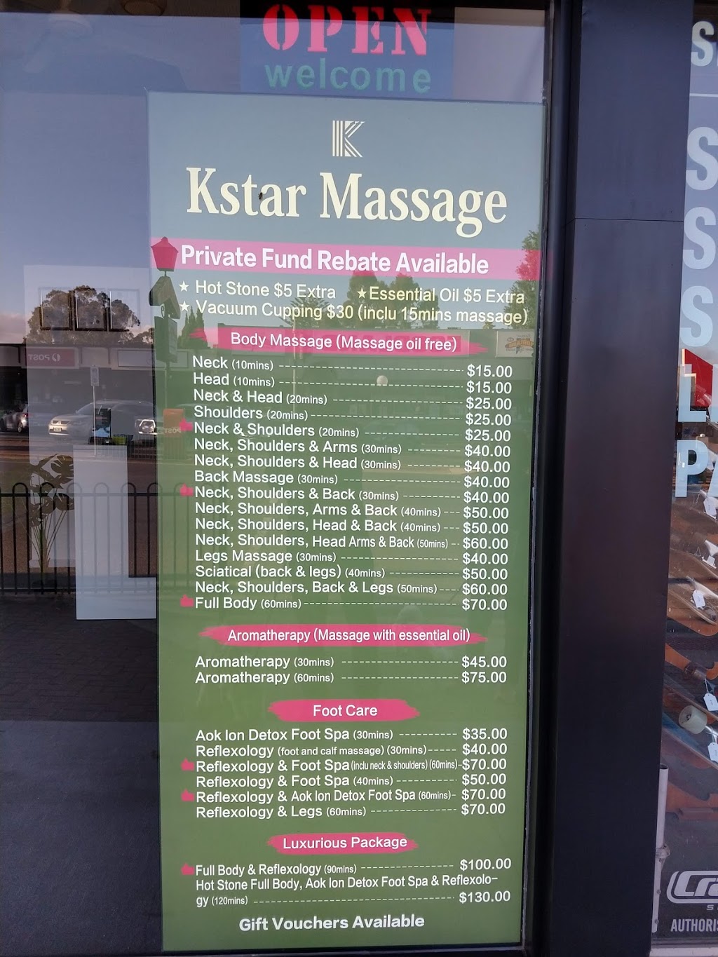 Kstar Massage | spa | shop1/368b Kensington Rd, Erindale SA 5066, Australia | 0406695888 OR +61 406 695 888