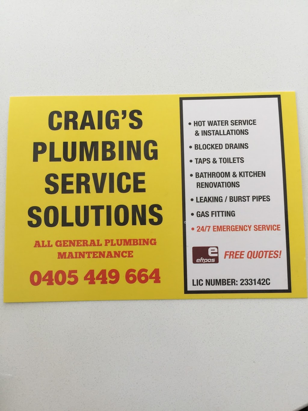 Craigs Plumbing Service Solutions | Central Coast, Berkeley Vale NSW 2261, Australia | Phone: 0405 449 664