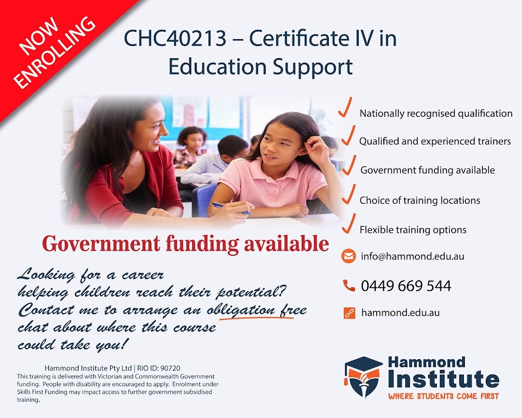 Hammond Institute Werribee Campus | suite 20/2 - 14 Station Pl, Werribee VIC 3030, Australia | Phone: (03) 8764 8419