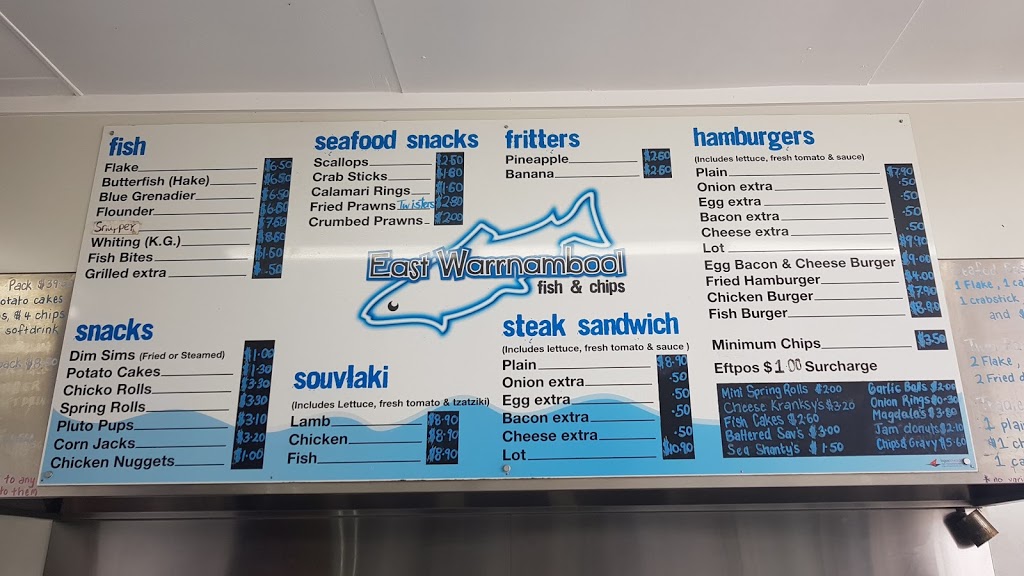 East Warrnambool Fish & Chips | restaurant | 4 Nicholson St, Warrnambool VIC 3280, Australia | 0355623997 OR +61 3 5562 3997