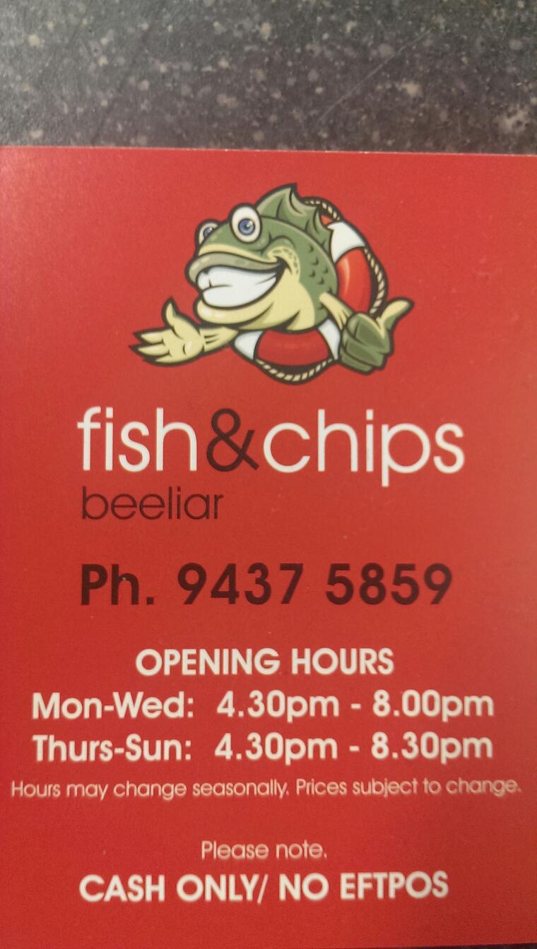 Beeliar Fish & Chips | meal takeaway | 28 Lakefront Ave, Beeliar WA 6164, Australia | 0894375859 OR +61 8 9437 5859