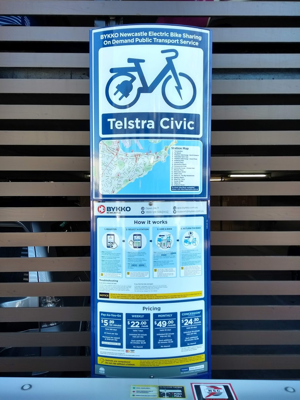 BYKKO Telstra Civic - Electric Bike Sharing Station | 20 Darby St, Newcastle NSW 2300, Australia | Phone: (02) 4036 2031