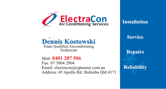 ElectraCon Air Conditioning Pty Ltd | general contractor | 45 Apollo Rd, Bulimba QLD 4171, Australia | 0401287506 OR +61 401 287 506
