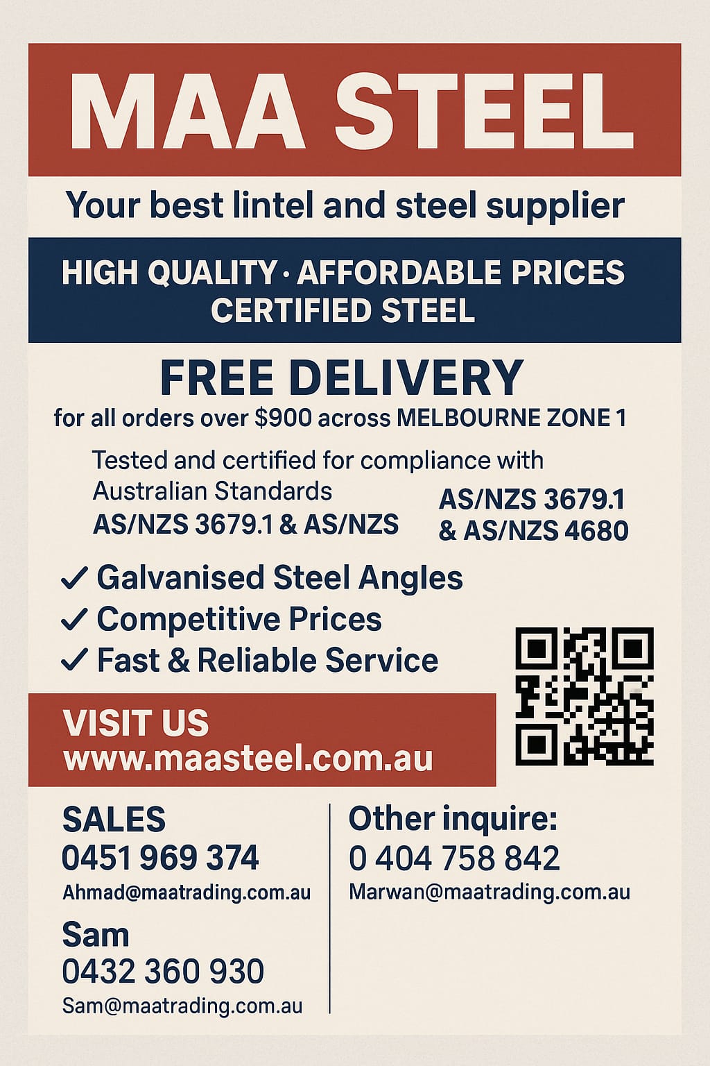 Maa Steel | 70 Farrants Rd, Werribee South VIC 3030, Australia | Phone: 0451 969 374