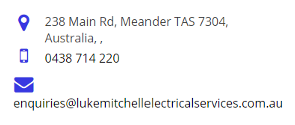 Luke John Mitchell | electrician | 238 Main Rd, Meander TAS 7304, Australia | 0438714220 OR +61 438 714 220