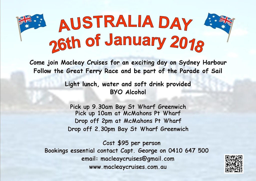 Macleay Cruises Sydney Harbour | Bay St, Greenwich NSW 2065, Australia | Phone: 0410 647 500