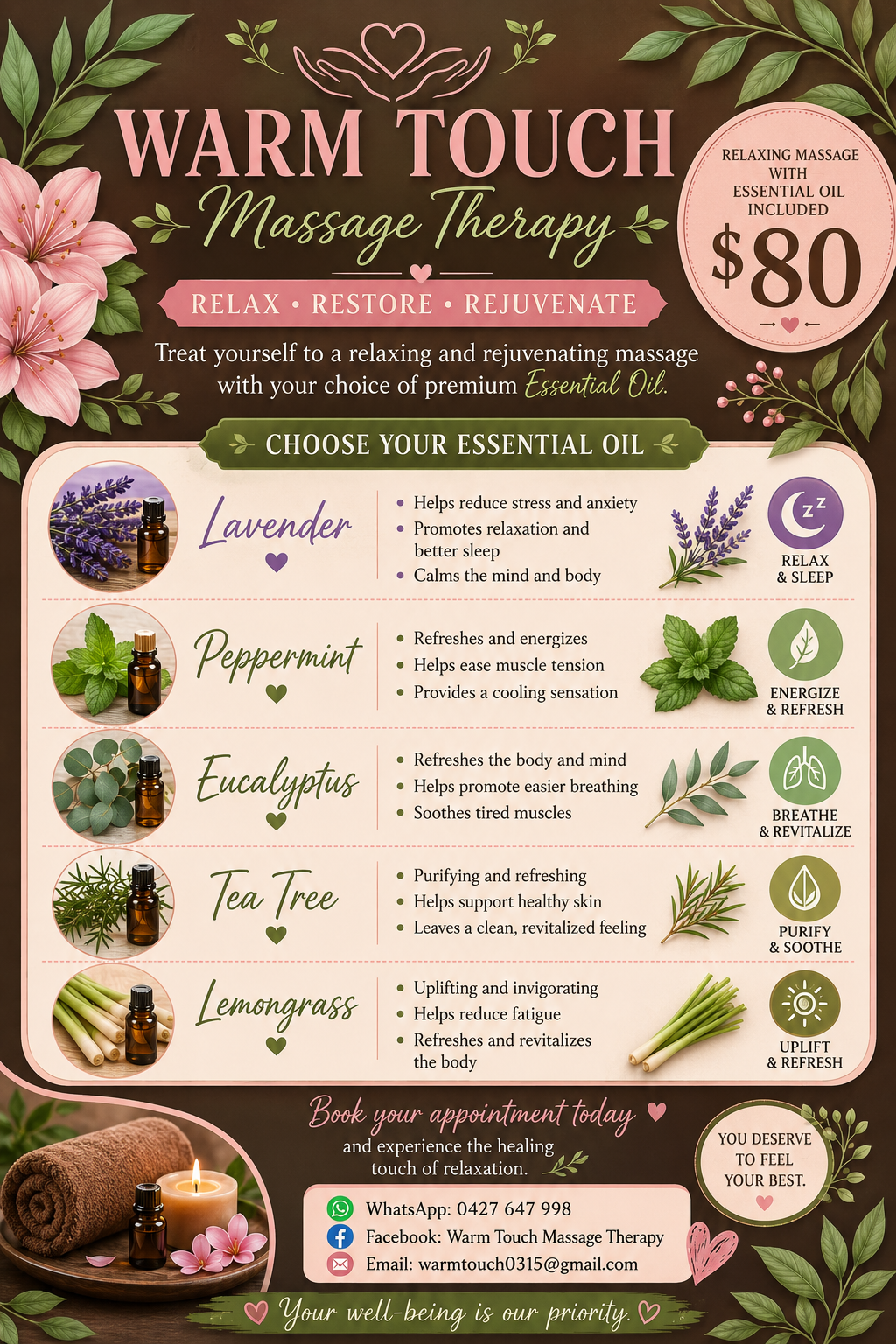 Warm touch massage therapy | 3 Hannay St, Moranbah QLD 4744, Australia | Phone: 0427 647 998