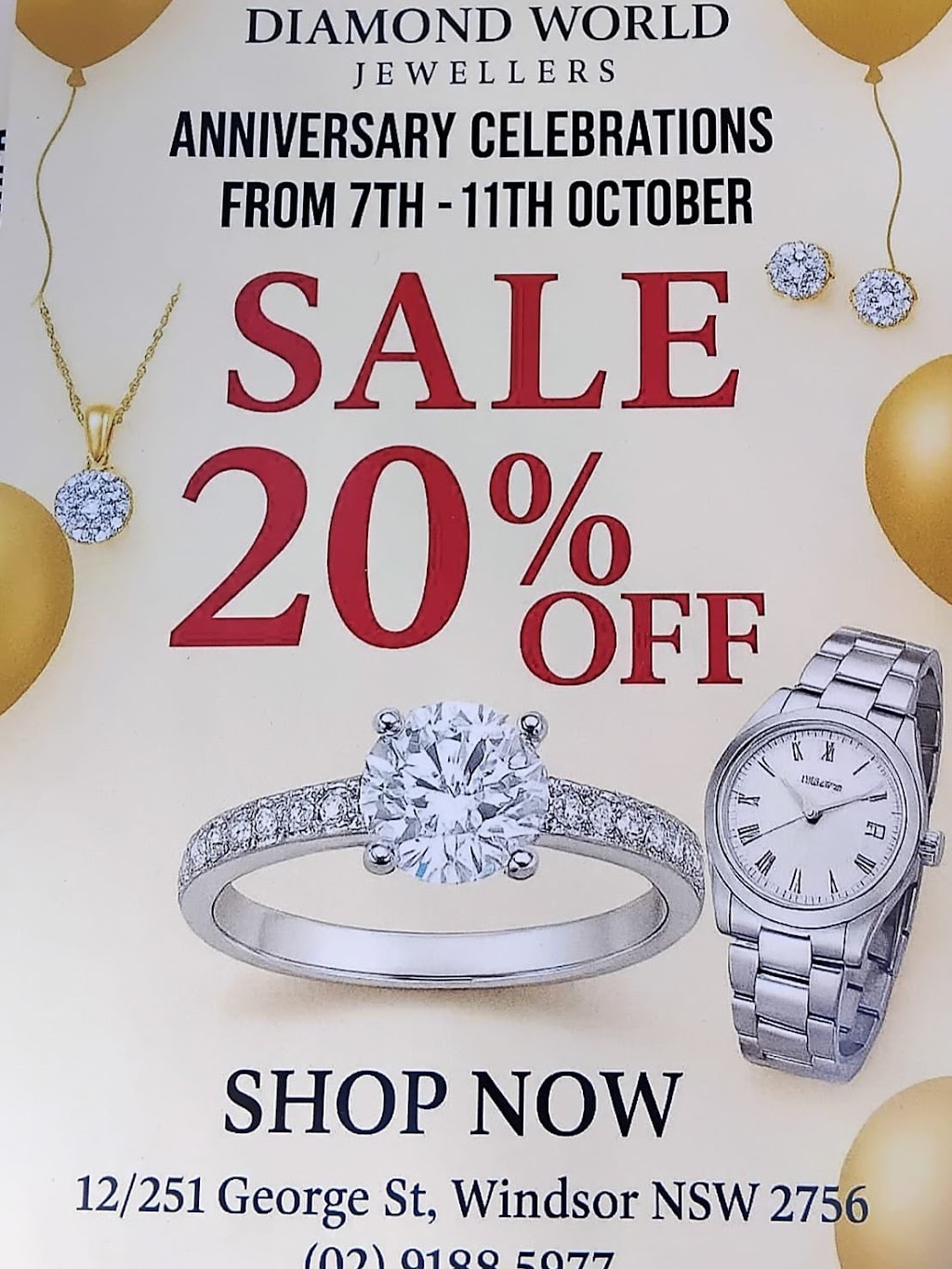 Diamond World Jewellers | 12/251 George St, Windsor NSW 2756, Australia | Phone: (02) 9188 5977
