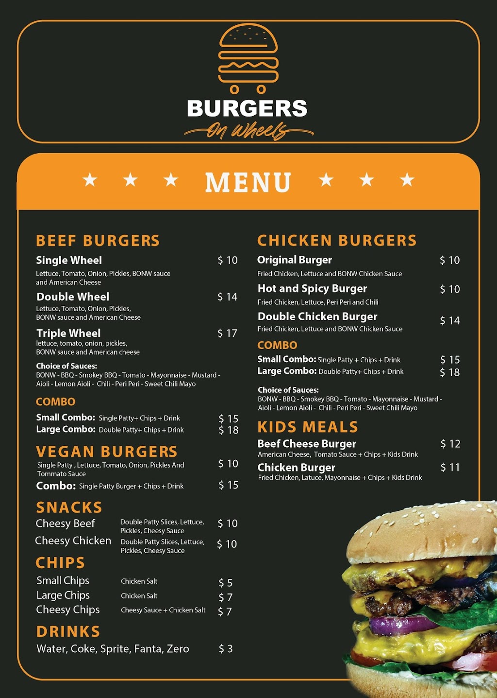 Burgers On Wheels | 1461 Camden Valley Way, Leppington NSW 2179, Australia | Phone: 0492 975 192