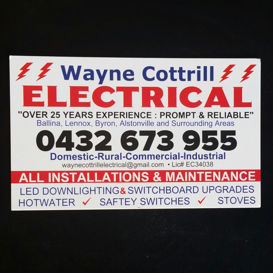 Wayne Cottrill Electrical | electrician | 5 Shearwater Cl, Ballina NSW 2478, Australia | 0432673955 OR +61 432 673 955