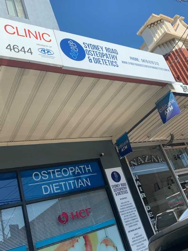 Sydney Road Osteopathy and Dietetics | 844-846 Sydney Rd, Brunswick VIC 3056, Australia | Phone: 0476 919 312