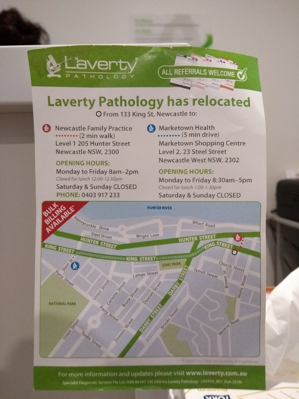 Laverty Pathology | Newcastle Family Practice, Level 1/205 Hunter St, Newcastle NSW 2300, Australia | Phone: 0403 917 233