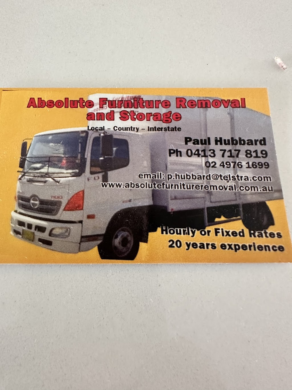 Absolute furniture removals and storage | 69 Dora St, Dora Creek NSW 2264, Australia | Phone: 0413 717 819