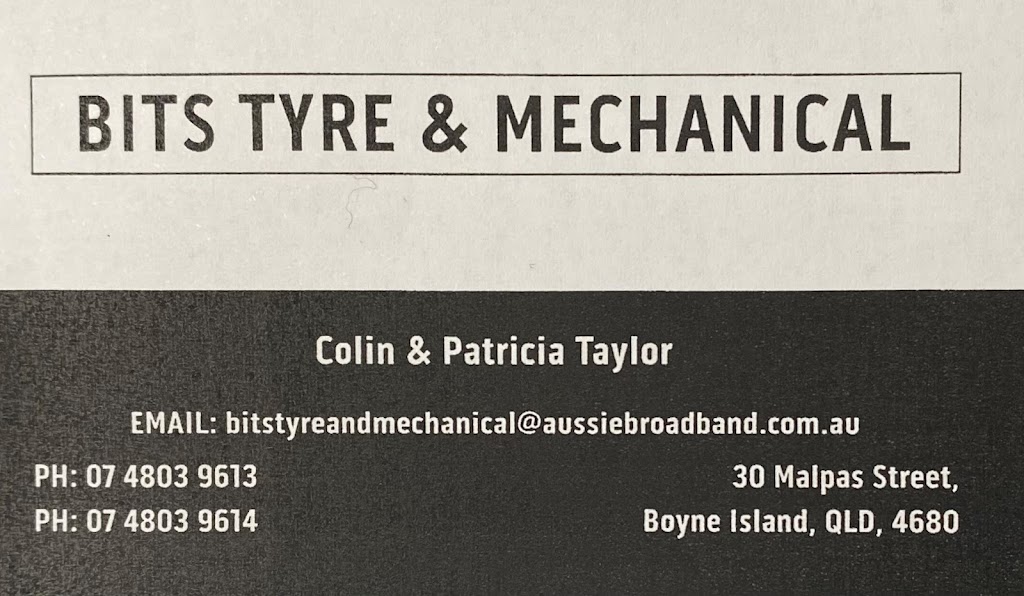 BITS Tyre & Mechanical | car repair | 30 Malpas St, Boyne Island QLD 4680, Australia | 0748039613 OR +61 7 4803 9613