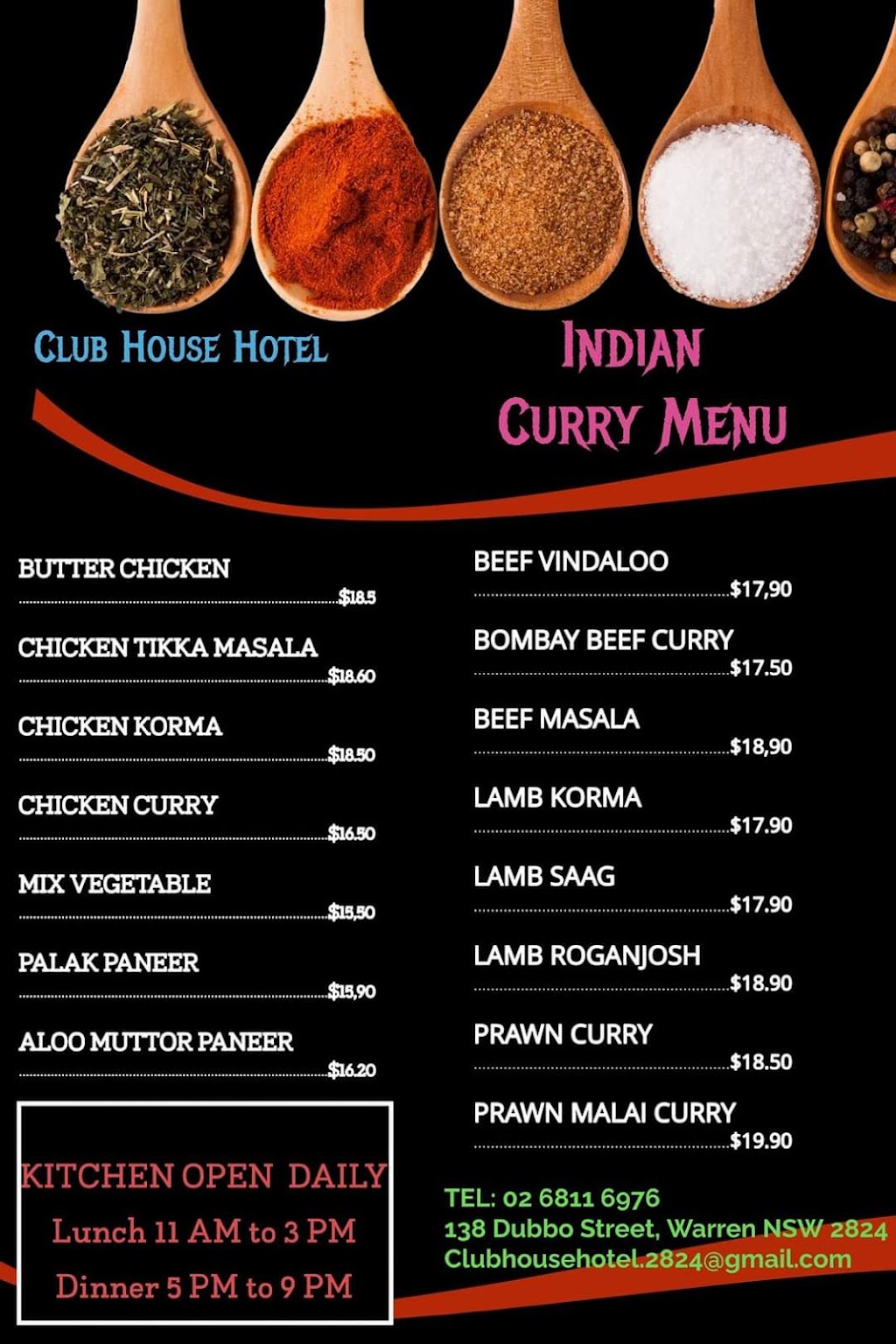 Club House Hotel Restaurant | 138 Dubbo St, Warren NSW 2824, Australia | Phone: (02) 6811 6976