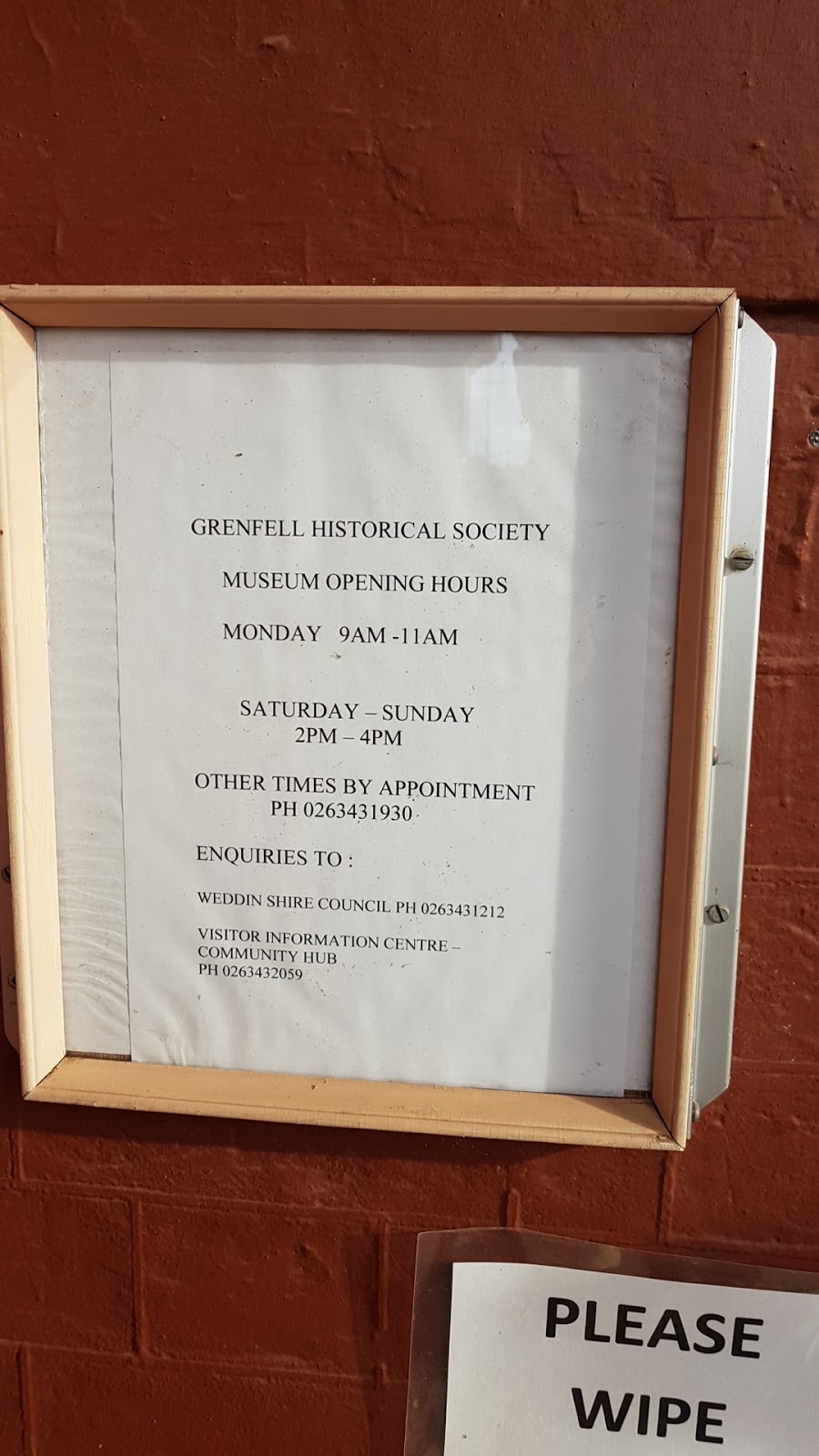 Grenfell Historical Museum | museum | Camp St, Grenfell NSW 2810, Australia | 0263431930 OR +61 2 6343 1930