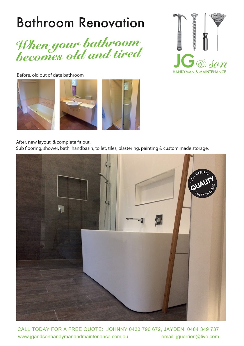 JG & Son Handyman & Maintenance | home goods store | Bowen St, Malvern East VIC 3145, Australia | 0433790672 OR +61 433 790 672