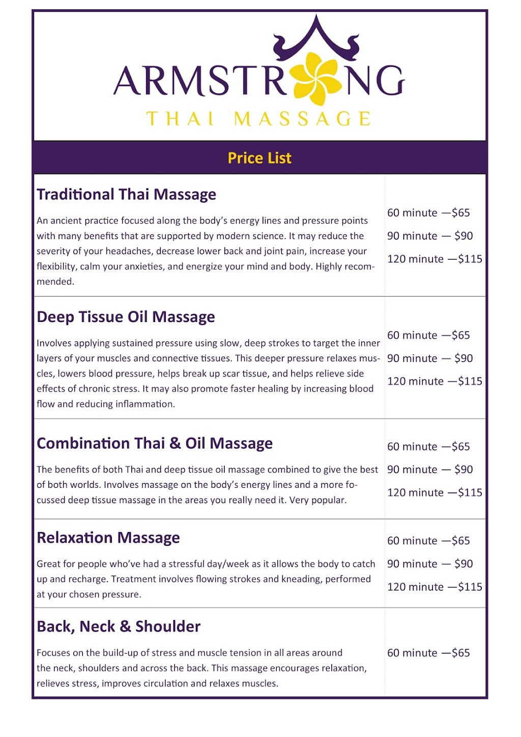 Armstrong Thai Massage | 30 Daybreak Ave, Armstrong Creek VIC 3217, Australia | Phone: 0422 890 743