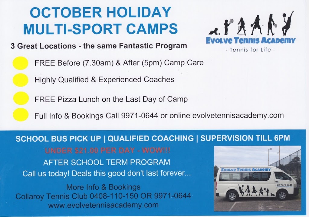 Evolve Tennis Academy | 1 Anzac Ave, Collaroy NSW 2097, Australia | Phone: (02) 9971 0644