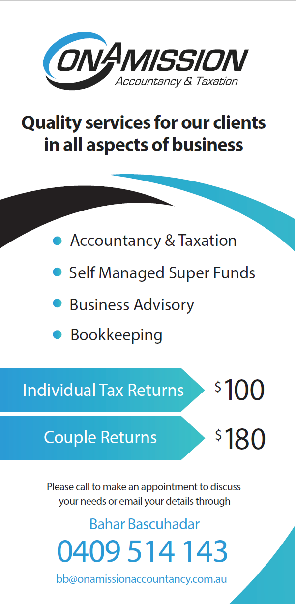 Onamission Accountancy & Taxation | accounting | 25 Sanctuary Dr, Kialla VIC 3631, Australia | 0409514143 OR +61 409 514 143