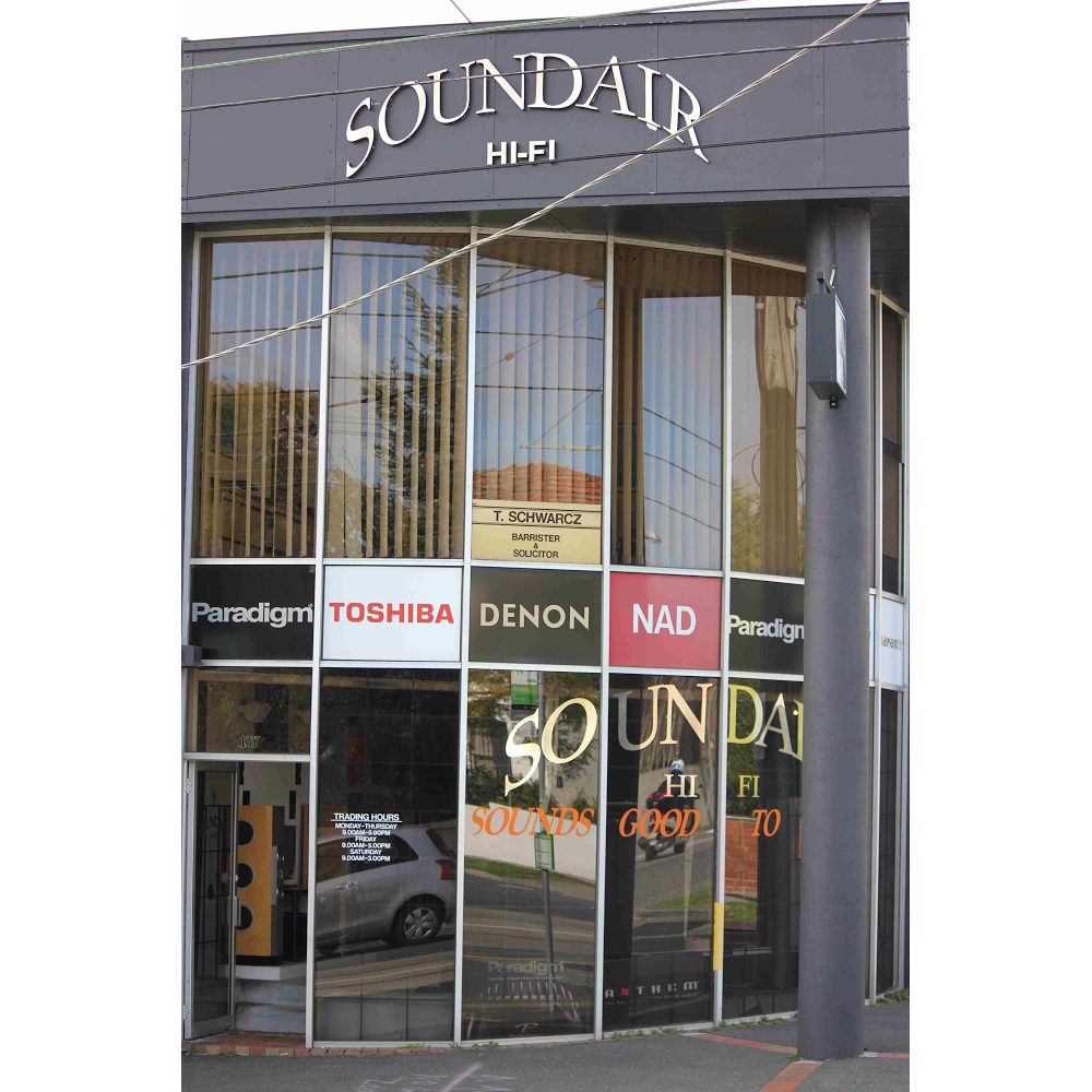 Soundair Hi Fi PTY Ltd. | electronics store | 137 Hawthorn Rd, Caulfield VIC 3162, Australia | 0395237145 OR +61 3 9523 7145