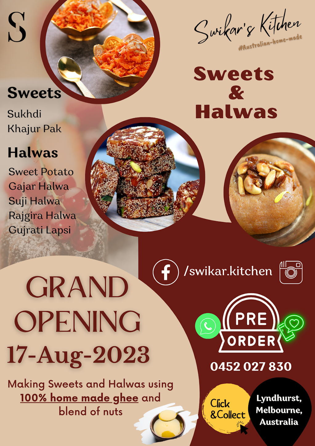 Swikars Kitchen | Carabeen Way, Lyndhurst VIC 3975, Australia | Phone: 0452 027 830